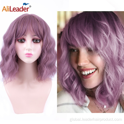 Synthetic Hair Short Bob Natural Wave Synthetic Wigs With Bangs Factory